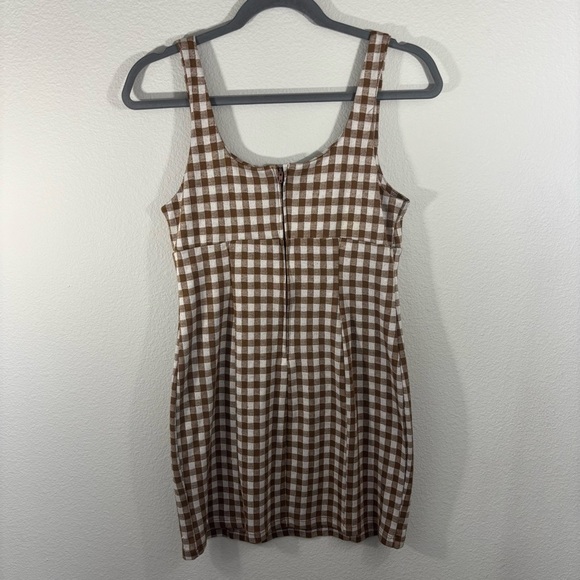 Altar'd State Checkered Brown and White Mini Dress M Preppy Feminine Minimalist - Picture 6 of 12